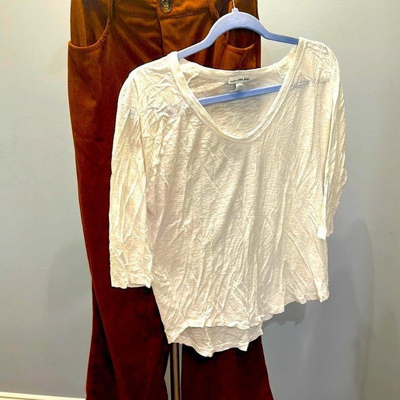 James Perse Other - JAMES PERSE white shirt, AND Rich, brown wide leg SHEIN corduroys